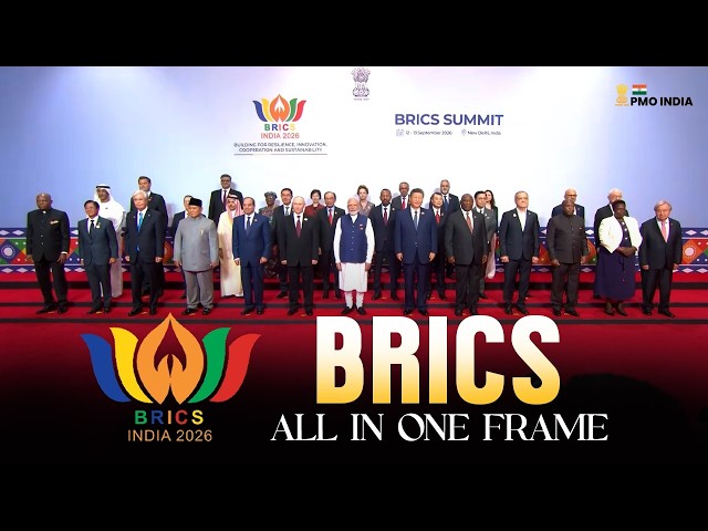 PM Modi and other BRICS leaders come together for a family photo in New Delhi