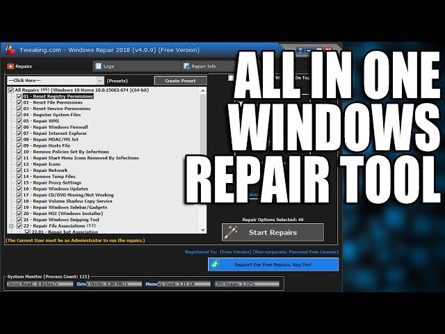 Windows Repair Tool | All In One FREE Repair Program (FIX Windows Errors)