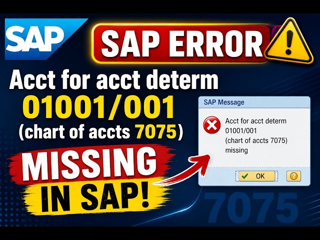 Acct for acct determ  01001/001 (chart of accts 7075) missing in SAP #SAP #SAPTRICKS #saptips