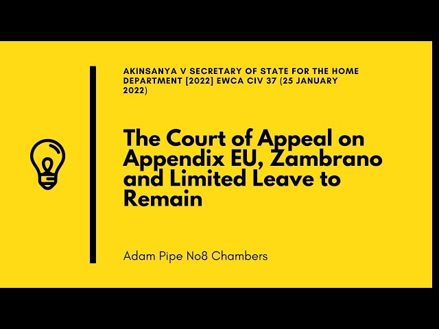 The Court of Appeal on Appendix EU, Zambrano and Limited Leave to Remain