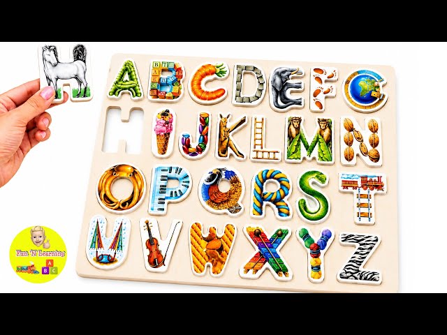 Learn ABC Letters & Animals with Wooden Puzzle | Alphabet, Matching, Preschool Learning for Toddlers