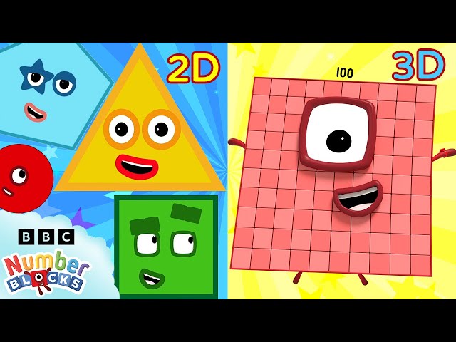 Bloques numéricos 2D y 3D comparación! | Aprende formas y aprende a contar | Numberblocks en español