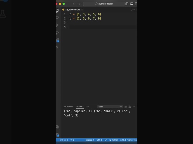 ZIP FUNCTION in PYTHON #python #programming #coding