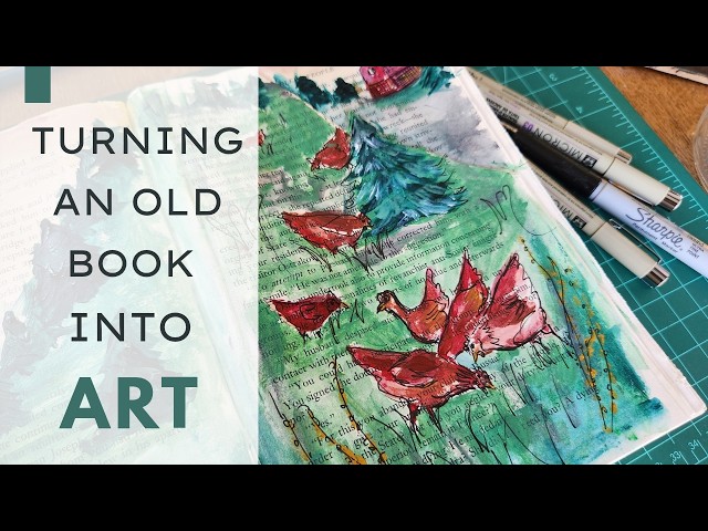 Day 1 of 7 Turning an Old Book Into an Art Journal for 7 Days | | Art Challenge