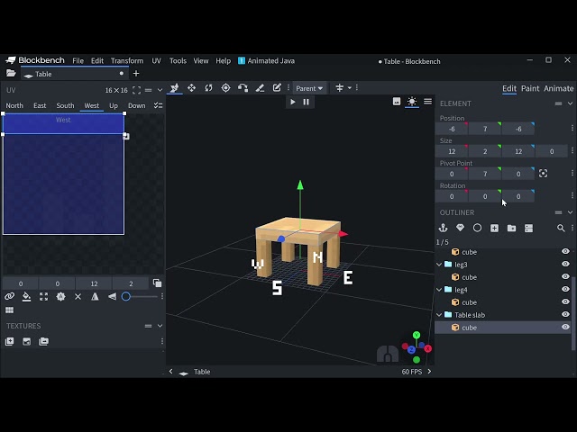 Me creating a simple table | Blockbench