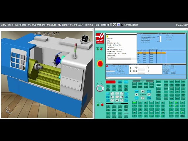 CNC Simulator – Drilling Operation in Haas Compatible Lathe Machining Simulation