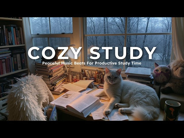 Relaxing Piano Music For Studying - Deep Focus Music & Cozy Desk Setup In Ivory Study Room