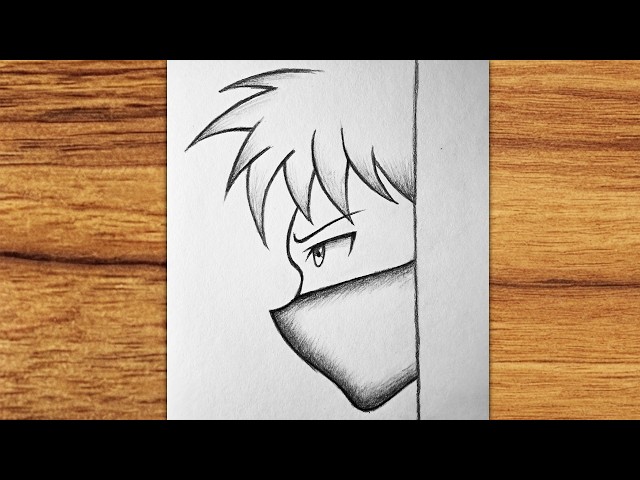 Easy anime drawing | How to draw anime boy wearing face mask step-by-step | drawing anime easy