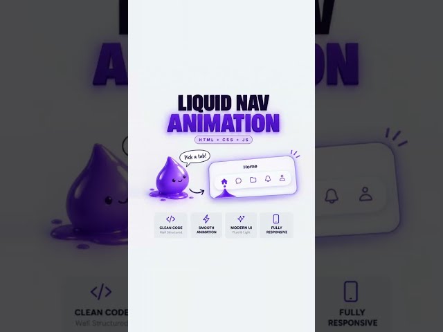 Liquid Nav Animation 💧 | HTML CSS JavaScript #html #css #webdevelopment #shorts