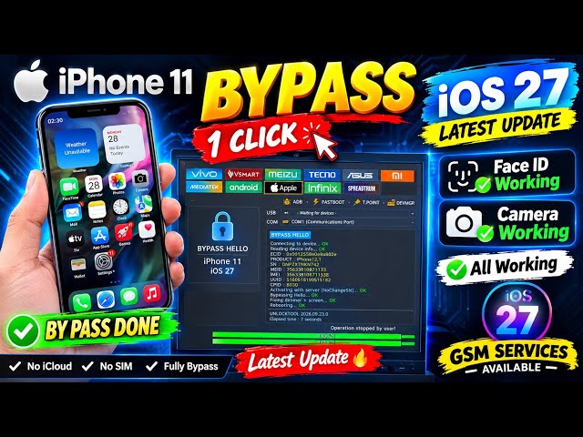 iPhone 11 Bypass iOS 27 🔥 1 Click Latest Update | Face ID & Camera Working ✅ | Full GSM Tutorial