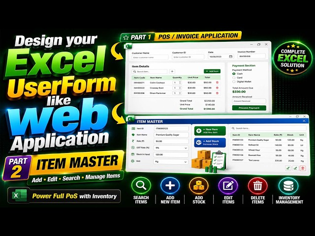 Excel VBA + MS Access: Build Your Own POS Software | Live Stock & Billing System | Part-2
