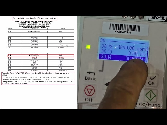 Carrier ABB ACH180 VFD Parameter setup walk-through