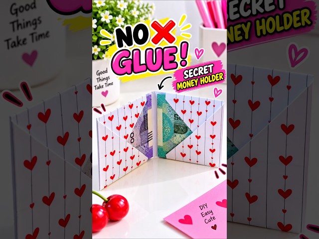 DIY Paper Money Holder 💸 | ❌ No Glue Paper Craft | Easy Origami Money Wallet #shorts