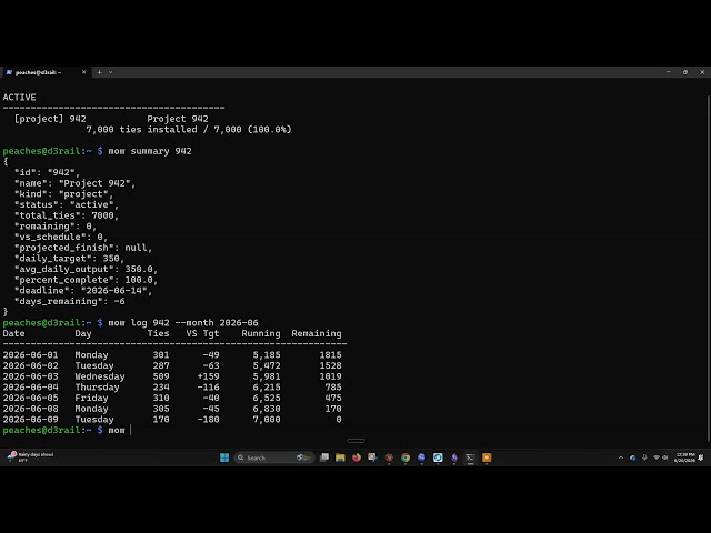 RailMower: Internal command line tool for tracking railroad projects