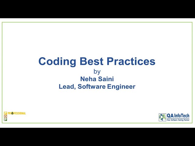 Coding Best Practices Training Session by QA InfoTech