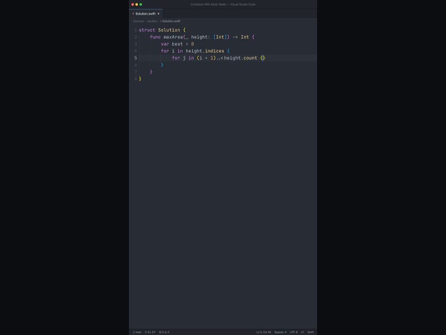 Container With Most Water — LeetCode 11 in Swift (ASMR Coding) #shorts