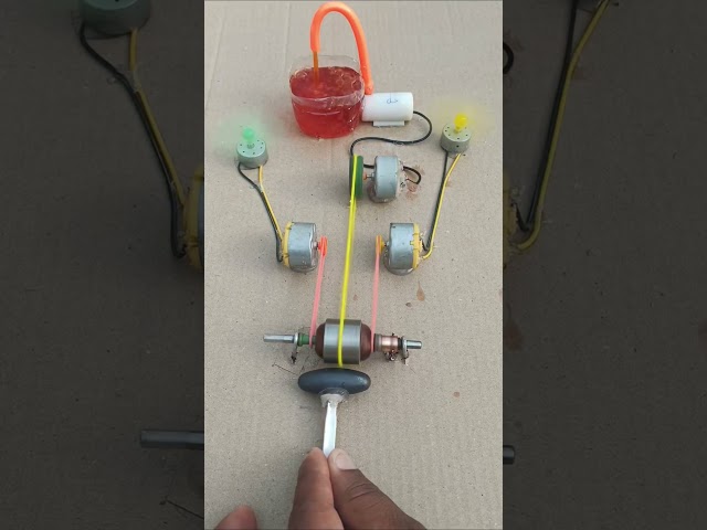 Magnetic Attraction Spins Armature → 3Generators 2 Fans + Water Pump | AmazingDIY Energy Tes#trendin