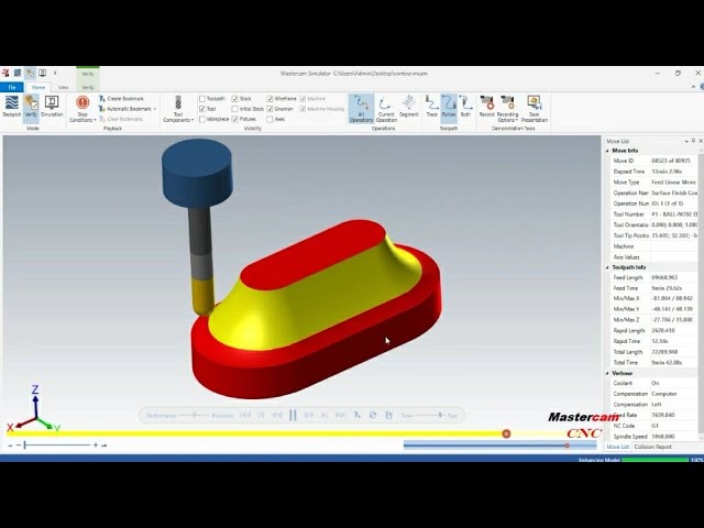 Contour finishing -Toolpath 3D - Mastercam for beginners