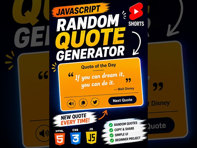 Build a Random Quote Generator with HTML, CSS & JavaScript | JavaScript Project #Shorts