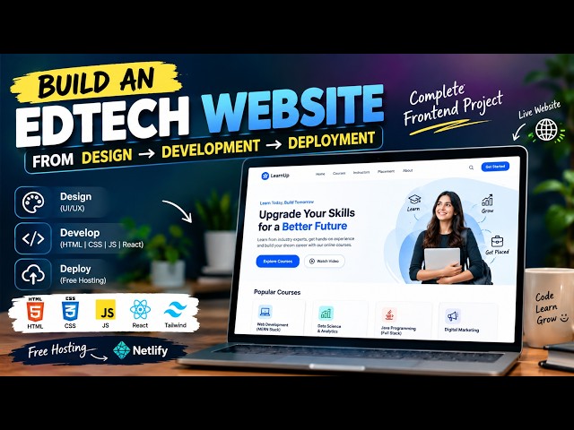 Build an EdTech Website from Scratch | UI Design to Frontend Development & Free Deployment