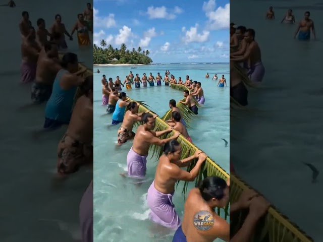 Fishing Team Pulls a Giant Net Through the Sea | #Shorts
