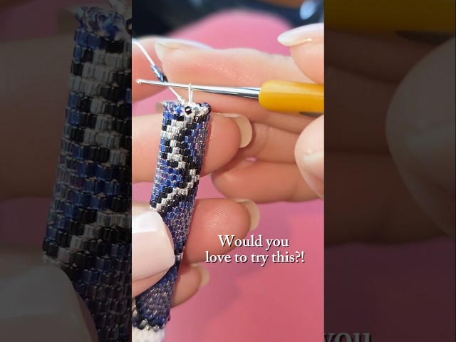 How to Make a Snake-Inspired Beaded Crochet Rope 🐍 #beading #crochetrope #shorts #minibeads