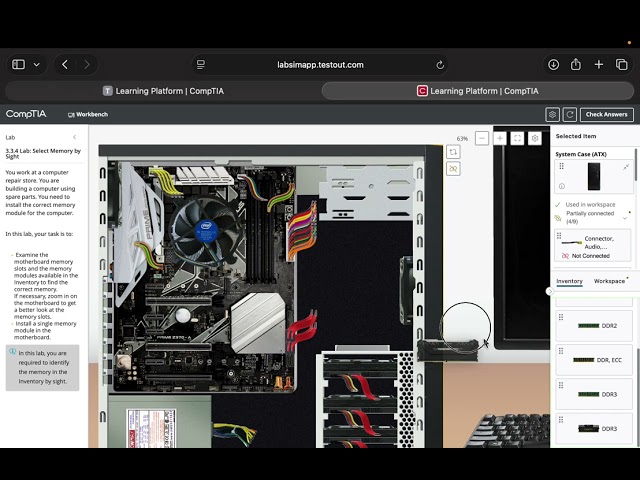 Comptia | Lab:3.3.4 Select Memory by Sight | Managing and Maintaining PC's: A+ part 1