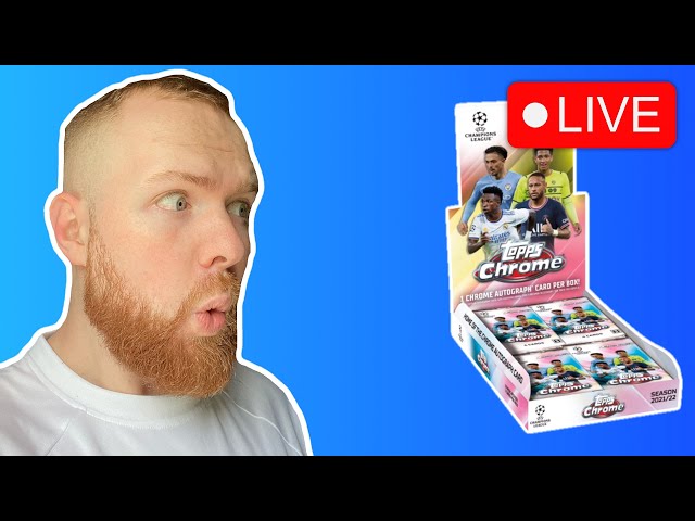 LIVE REACTING TO A CASE BREAK OF TOPPS CHROME UCL 2021/22 - SPORTS CARDS REACTION AND HANGOUT LIVE!!