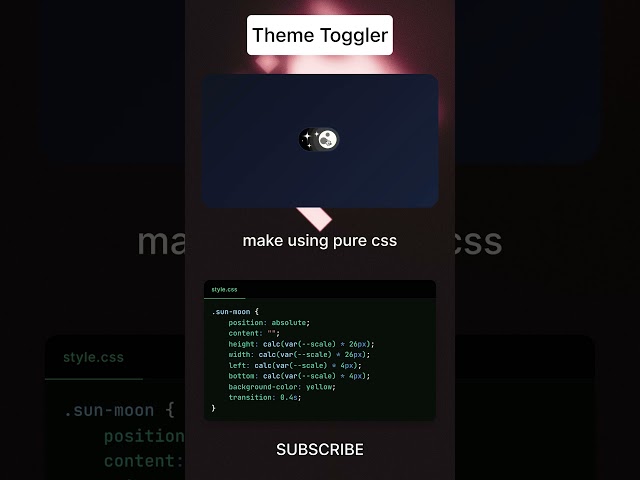 Pure CSS Dark Mode Toggle #shorts #coding #css #tailwindcss