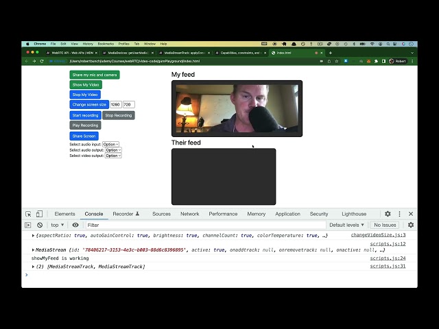 Introduction to WebRTC #9 - Changing - resolution, framerate, aspect ratio - applyConstraints()
