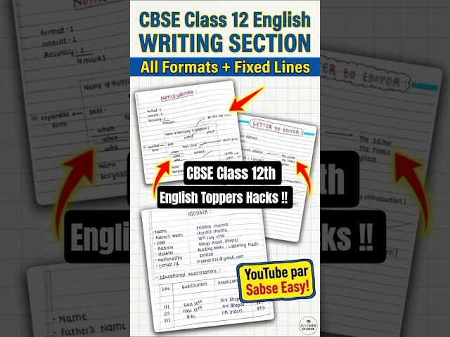 Class 12th English Writing Section All Formats | CBSE Boards #boardexam2026 #englishclass12th