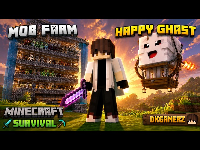 I Built a HUGE MOB FARM & Found a HAPPY GHAST! 😱 | Minecraft Java Survival #Minecraft #dkgamerz53