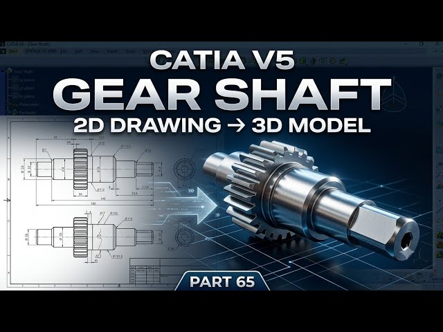 Gear Shaft 3D Modeling from 2D Drawing | CATIA V5 Beginner Solid Modeling Part 65