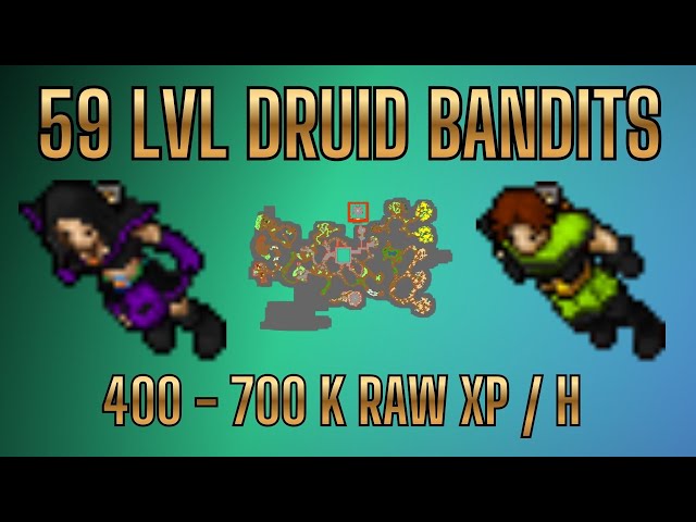 Tibia 59 Druid ~ Glooth Bandits Solo - 400 - 700 k raw xp /h