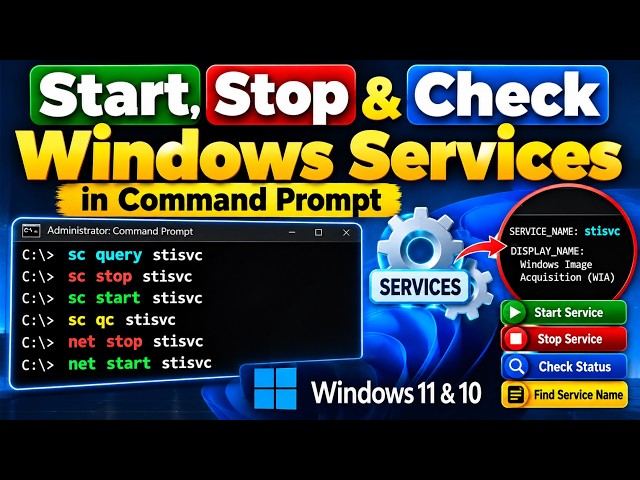 How to Start, Stop & Check Windows Services in Command Prompt  Find Service Name in Windows 11 & 10