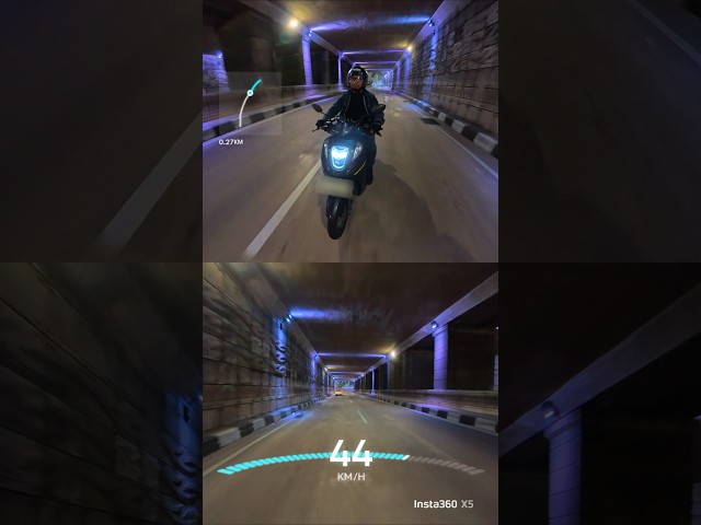 Midnight. Motorbike. Mampang underpass. Captured with Insta360 X5 — #insta360