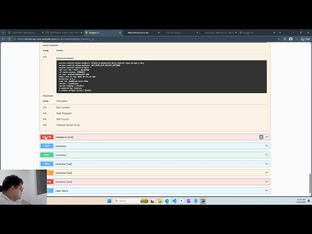 CSE 341 - W03 Project 2 Part 1: Members & Events CRUD API