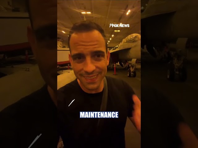 US carrier's hangar PACKED with warplanes as Iran pressure boils #shorts #foxnews #iran