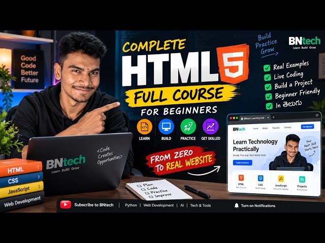 HTML Full Course for Beginners 🔥 | Build a Real Website from Scratch | HTML in Telugu