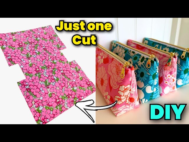 WOW 😲 Just one cut Pouch making👛/ Pouch cutting and stitching/Makeup pouch/ Storage organiser/ Purse