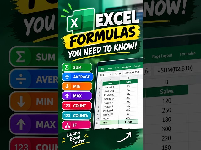 SUM in Excel: Add Numbers in Seconds ⚡ | Excel Tips