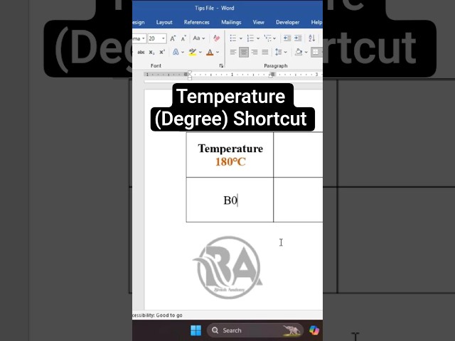 MS Word - Temperature (Degree) Shortcut Key ll Bivash Academy