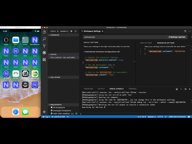 NativeScript VSCode extension: saving the iOS Team ID