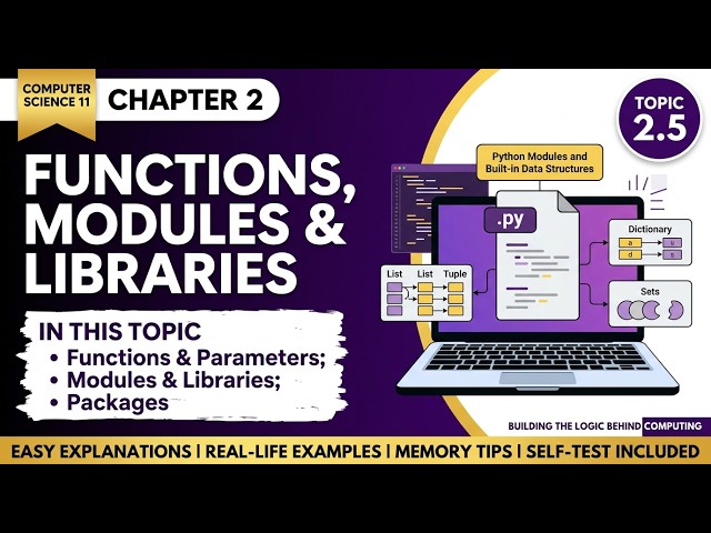 Functions, Modules & Libraries Class 11 | Chapter 2 Topic 2.5 | Computer Science Urdu