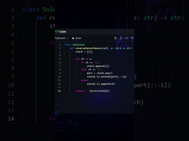 Leetcode 1190. Reverse Substing | #leetcode #coding #dsa #shorts #python #trendingshorts