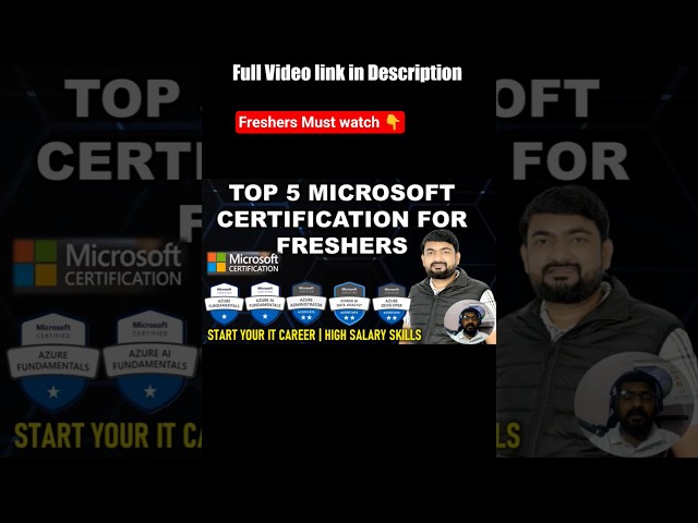 Top 5 #microsoft Certifications for Freshers 2026 | High Salary IT Skills | Complete #trendingvideo