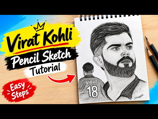 Virat Kohli Pencil Sketch😍❤| Easy Step by Step Drawing Tutorial#ViratKohli#art #drawing#shorts#king 