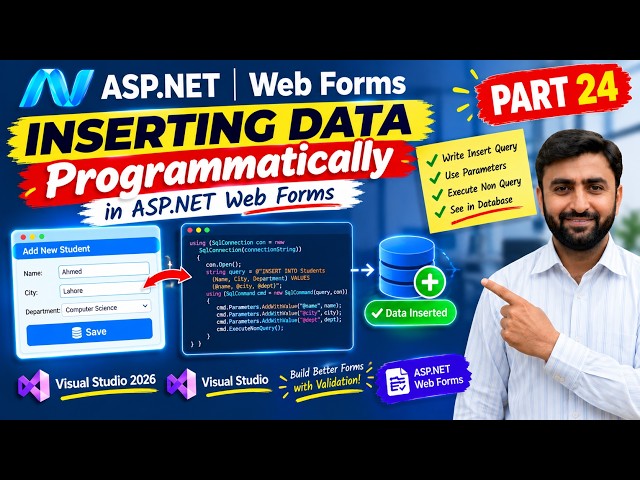 Inserting Data Programmatically Using Asp.net Webforms | ASP.NET Webform Tutorials | Part 24