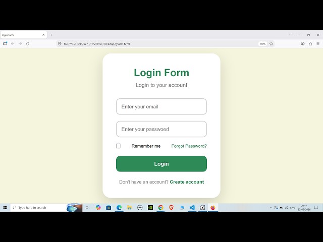 Login Form in HTML & CSS.