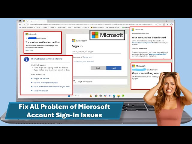 Fix All Problem of Microsoft Account Sign-In Issues (Webpage Not Found, Something Went Wrong, Lock)